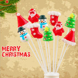 Cute Shaped Christmas Cartoon 10g Christmas Tree Snow Man Yeti Shape Shaped Long Stick Christmas Candy with Floral Patterns