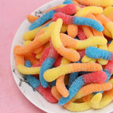 3d Gummy Candy Manufacture Round Sugar Coated Worm Shaped Donut Gummy Candy